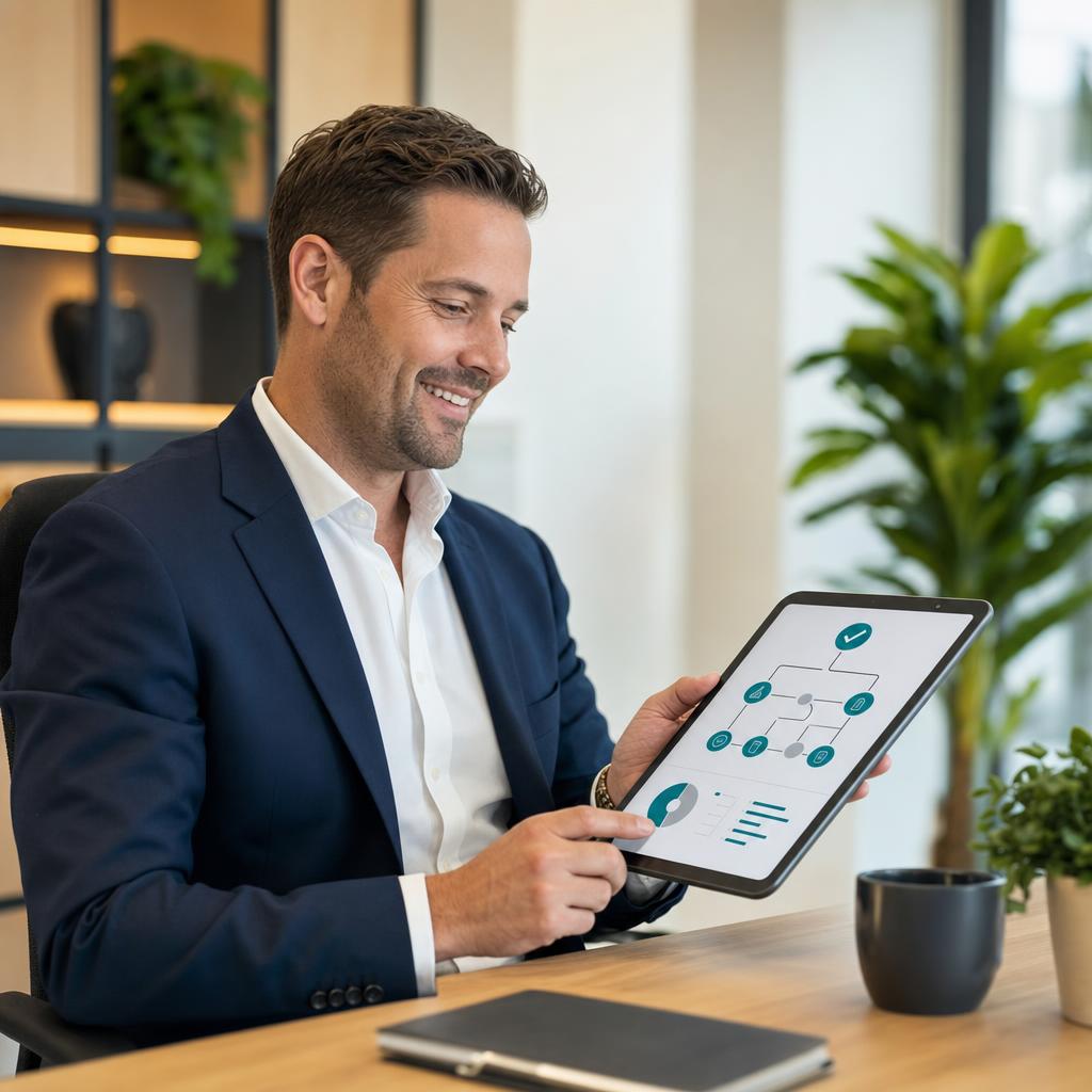 Mortgage broker reviewing AI workflow results